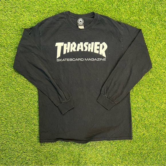 Thrasher‎ Black Long Sleeve Tee Skateboarding Essential - Picture 1 of 6